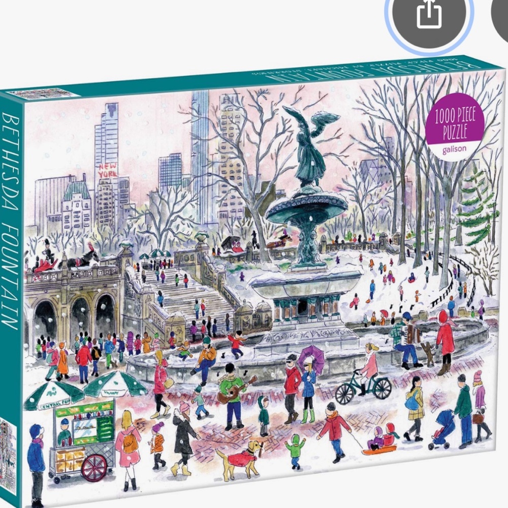 Bethesda Fountain Winter Puzzle - Colorful Cityscape